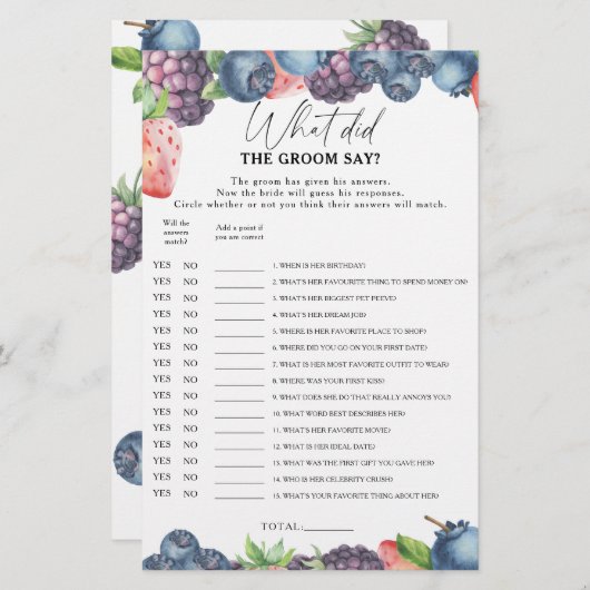 スイートベリー – 新郎は何と言ったブライダルゲーム (正面/裏面)
