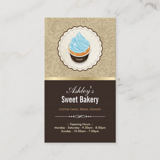 スイートベーカリーショップ - カップケーキ チョコレート デザート 名刺 (正面)