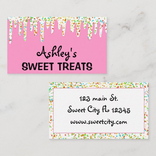 スイートベーカリーデザートパティシエケーキカップケーキ 名刺 (正面/裏面)