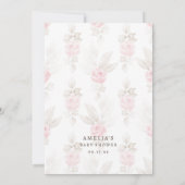 スイートベージュウォーターカラーテディベアピンクフローラ サンキューカード (裏面)