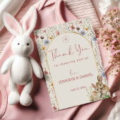 スイートベージュバニーペア野花ベビーシャワー サンキューカード