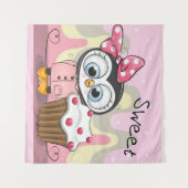 スイートペンギンカップケーキ タペストリー (正面(横))