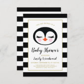 スイートペンギン顔ベビーシャワー招待状 招待状 (正面/裏面)