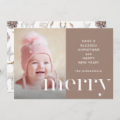 スイートホリメリーデイプリントとフォトクリスマス シーズンカード (正面/裏面)