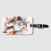 スイートホワイトキャットウォーターイラストレーション ラゲッジタグ (正面横)