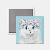 スイートホワイトフローラ猫 マグネット (正面/裏面)