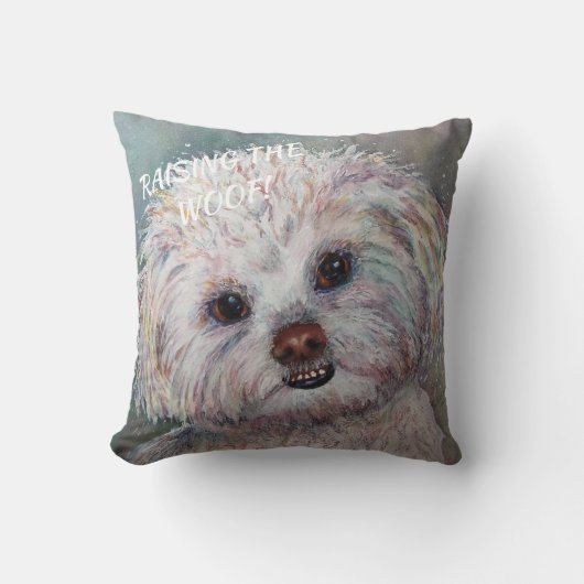 スイートホワイトマルチーズヨークシャーテリアミックス クッション (正面)