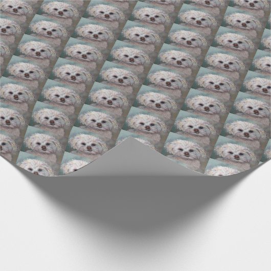 スイートホワイトマルチーズヨークシャーテリアミックス ラッピングペーパー (角)