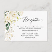 スイートホワイトローズグリーンフローラウェディングレセプション エンクロージャーカード (正面)