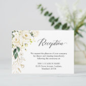スイートホワイトローズグリーンフローラウェディングレセプション エンクロージャーカード (スタンド正面)