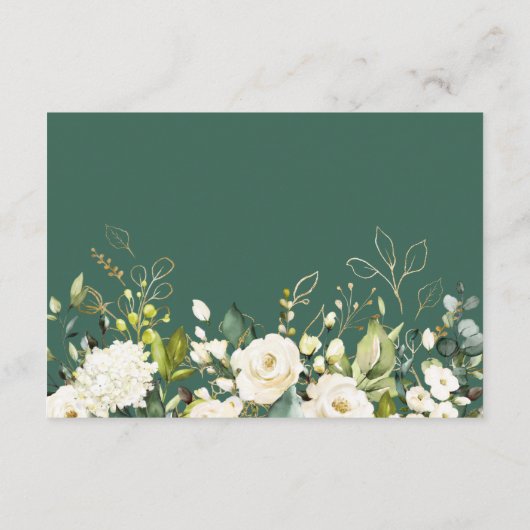 スイートホワイトローズグリーンフローラウェディングレセプション エンクロージャーカード (裏面)