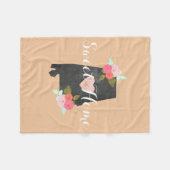 スイートホームアラバマ州ウォーターカラーフローラ&ハート フリースブランケット (正面(横))