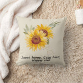 スイートホームコージーハートヒマワリ装飾用クッション クッション (ブランケット)