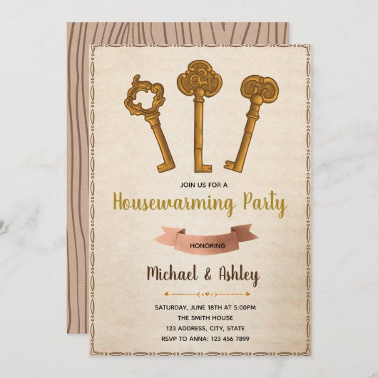 スイートホーム引っ越し祝いパーティーの招待 招待状 (正面/裏面)