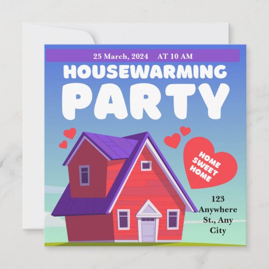 スイートホーム引っ越し祝いパーティーパーティの招待状 招待状 (正面)