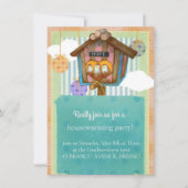 スイートホーム – カワイイストライプの&水玉模様テーマ 招待状 (正面)