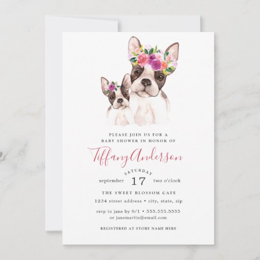 スイートボストンママとベビーフローラベビーシャワー 招待状 (正面)