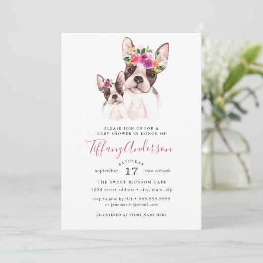 スイートボストンママとベビーフローラベビーシャワー 招待状 (スタンド正面)