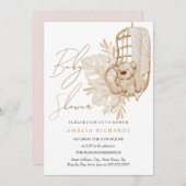 スイートボホテディベア赤面ベビーシャワー 招待状 (正面/裏面)