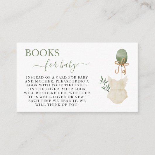 スイートボホニュートラルガールベビーシャワーブズベビー エンクロージャーカード (正面)