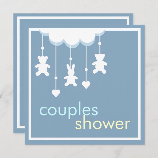 スイートボーイモバイルカップルベビーシャワー招待状 招待状 (正面/裏面)