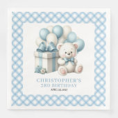 スイートボーイ誕生日ナプキンテディベアバルーンセット (正面)