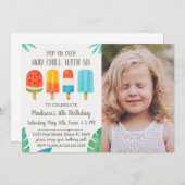 スイートポプシクルパーティー誕生日招待状 招待状 (正面/裏面)