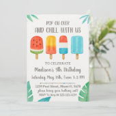 スイートポプシクルパーティー誕生日招待状 招待状 (スタンド正面)