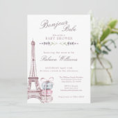 スイートマカロンボンジュールベブパリベビーシャワー 招待状 (スタンド正面)