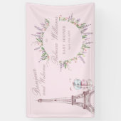 スイートマカロンボンジュールベブパリベビーシャワー 横断幕 (縦)