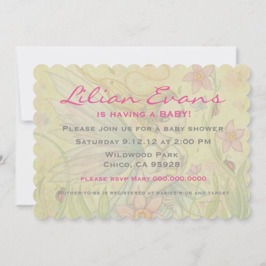 スイートマザーとベビーフェアリー赤ちゃんシャワー招待状 招待状 (裏面)