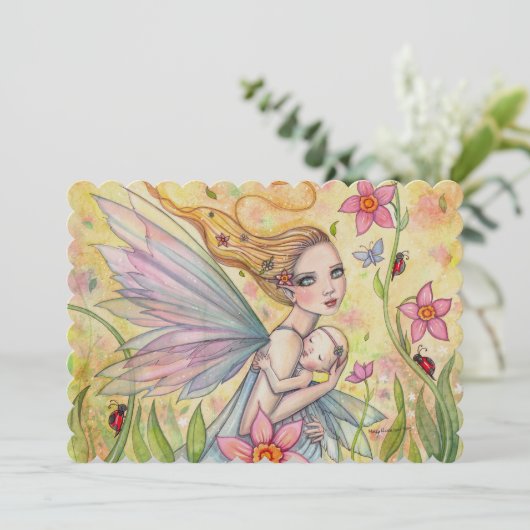 スイートマザーとベビーフェアリー赤ちゃんシャワー招待状 招待状 (スタンド正面)