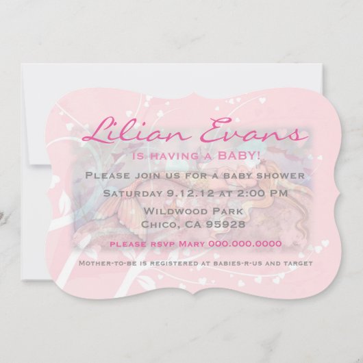 スイートマザーとベビーマーメイドベビーシャワー招待状 招待状 (裏面)