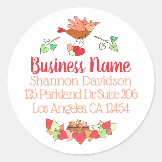 スイートマザーバードアンドネストビジネス差出人住所 ラウンドシール (正面)