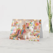 スイートマシュマロユニコーン 誕生日 カード (正面)