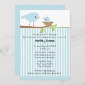 スイートママバード&男の赤ちゃんベビーシャワー 招待状 (正面/裏面)