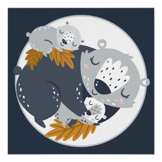 スイートママベアとカッブ昼寝 ポスター (正面)