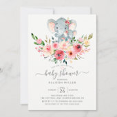 スイートママ&ベビーゾウフローラベビーシャワー 招待状 (正面)