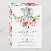 スイートママ&ベビーゾウフローラベビーシャワー 招待状 (正面/裏面)