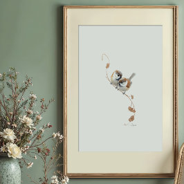 スイートマーシュタイトマウスペア水彩画 ポスター