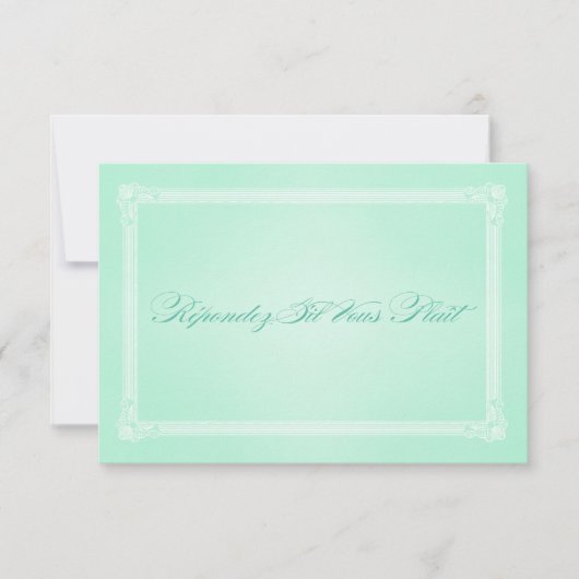 スイートミントグリーンポスタースタイルウェディングRSVP 出欠カード (正面)
