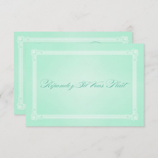スイートミントグリーンポスタースタイルウェディングRSVP 出欠カード (正面/裏面)