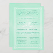 スイートミントグリーンポスタースタイル結婚式招待状 招待状 (正面/裏面)