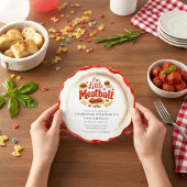 スイートミートボール赤白水彩ファーストバースデー 招待状