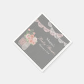 スイートメイソンジャンプピンクグレーベビーシャワーナプキンズ スタンダードカクテルナプキン (角)