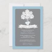 スイートメイソンジャーブルー|グレーベビーシャワー招待状 招待状 (正面)