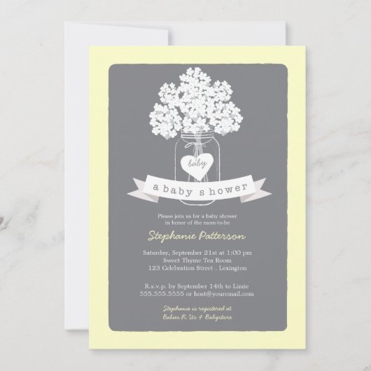 スイートメイソンジャールニュートラルベビーシャワー招待状 招待状 (正面)