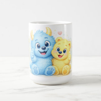 スイートモンスターフレンズの温かい朝のデュオ コーヒーマグカップ