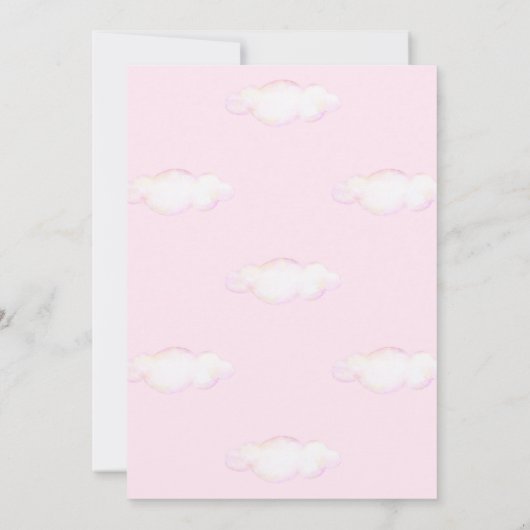 スイートユニコーンウォーターカラーピンク子供の誕生日 招待状 (裏面)