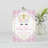 スイートユニコーンベビーガールシャワー招待状 招待状 (スタンド正面)